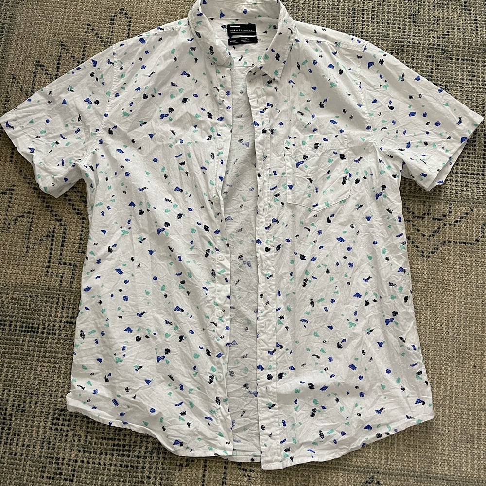 PUBLIC OPINION SHORT SLEEVE BUTTON-UP